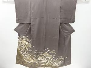 リサイクル　箔置き稲穂模様刺繍一ツ紋色留袖